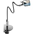 Saiji Gooseneck Cell Phone Holder, Clamp Universal Lazy Mount Clip Hands Free Flexible Long Arm Bracket Grip for 4.0-6.3 Phones Mobile Stand Baby Monitor for Desk, Bed, Office, Kitchen (Black)