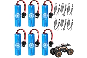 Rppiup 6PCS 3.7V 3000mah Lipo Batería, Bateria 18650 Recargable con Cable de Carga USB y Enchufe SM 2P, Batería RC Recgargeble, para Coches RC, Barcos, Coches, Tanques, Robots, Barcos