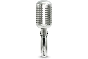 McGee DRM-200 - Microfono retrò con supporto per treppiede e testa inclinabile, adatto per studio, palcoscenico o ufficio, alloggiamento in metallo, microfono cardioide, cromato