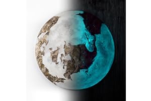 YS-Art Abstrakt Fluoreszierendes leuchtendes Acryl 3D Gemälde auf runder Leinwand Goldene Erde handgemalt Wohnzimmer modern Wohndekor Bild echte Kunst 90 cm