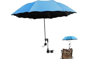 KDAMGOQE Beach Chair Umbrella, Chair Umbrella with Clamp Adjustable, UV Protection Waterproof Beach Portable Folding for Patio, Camping, Wheelchair, Stroller, Golf Carts