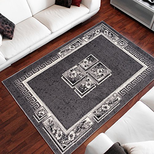 DESIGNER TEPPICH WOHNZIMMER TEPPICH SCHÖN MUSTER IN GRAU CREME (200x300 cm)