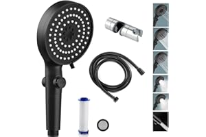 YEHOLDING Alcachofa de ducha de alta presión que ahorra agua, alcachofa ducha con manguera, soporte ducha giratorio 360 5 mode alcachofa de ducha que ahorra agua con filtro y tope de agua