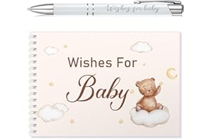 Tenare Baby Shower Book Wishes for Baby Guestbook with Pen Shower Games Advice Book Alternative Toddler Gifts(Bear)
