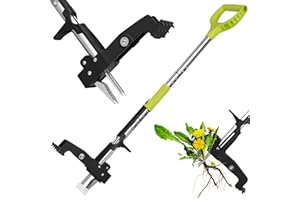 YISSVIC Weed Puller Stand-up Weed Removal Tool Stainless Steel 4-Claw with Foot Pedal, Telescopic Root Remover for Garden, Adjustable D-Shaped Non-Slip Handle