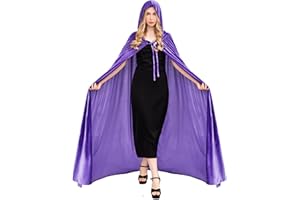 Chitomars Capa con Capucha, Tamaño Grande Halloween Capa Disfraz Mujer Terciopelo Cosplay Capa de Vampiro o Bruja Halloween Carnaval Mascarada Fiesta Adulto Disfraces Morado