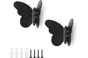 GEBAUM 2 piezas Ganchos De Mariposa, Ganchos de Abrigo de Doble Gancho, Ganchos de Acero Inoxidable, Acabado Negro Mate para Dormitorio, Baño