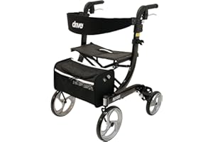 Drive Medical Rollator NITRO in Größe M & Farbe Schwarz I für Indoor & Outdoor mit Gepäcknetz, Stockhalter & Ankipphilfe I Gepolsterte Rückenlehne, ergonomische Griffe & kein Montageaufwand