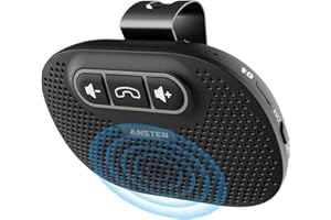 ANSTEN Kit Main Libre Voiture Bluetooth 5.0 Microphone intégré, Le Kit Bluetooth Voiture Enceinte Peut être Utilisé pour Le GPS, Musique, Appels, Contrôle du Volume, iOS Siri et Vocal Assistant