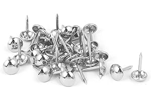 UXCELL sourcing map 8mm Cabeza Diámetro 15mm Altura Tapicería Clavo Pulgar Tachuela Empuje Pasador Plata Tono 35 Piezas