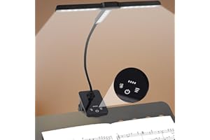Javik Music Stand Lights Clip-on Lamp: Rechargeable Type-C Touch Folding Piano Light - Portable Sheet Music Binder Clamp Light with 3 Brightness for Choral Folder, Guitar, Book Reading (Black)