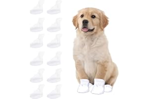 OTKARXUS Calzini usa e getta per cani, 12 pezzi, calzini usa e getta per cani con zampe, smettono di leccare con cinghia autoadesiva, protezione dallo sporco, per passeggiate interne ed esterne (L)