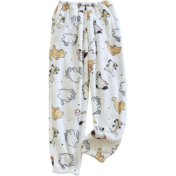 Pantaloni Pigiama Donna Con Stampa Gatto Kawaii - Morbido Pile Invernale, Comodo E Carino - Foto 5