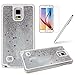 Produktbild Felfy Samsung Galaxy Note 4 Kreativ Luxury Flüssig Fließende Sparkly Bling Stern Silber Quicksand Haut Tasche Back Case Cover Etui + 1x Silber Stylus Touch Pen + 1x Displayschutzfolie