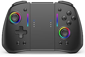 RREAKA Switch Controller for Nintendo Switch/OLED, Wireless Switch Pro Controller for Joycon, Handheld Switch Grip Remote with 8 RGB Colors, Adjustable TURBO, Dual Motor Vibration, Back Button