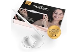 DS PRODUKTE My BEAUTY LIGHT® Glamour Edition 5-in-1 LED-Spiegelleuchte simuliert Tageslicht für strahlende Make-Up Looks | 5 verschiedene Lichteinstellungen, elegantes Design & Textilkabel, einfach anbringbar