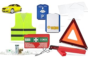 notlok Safety Work Kit d'urgence Auto 6in1, Trousse de Secours DIN13164, Gilet de Sécurité, Triangle de Signalisation, Carte de Stationnement - Grattoir à Glace, Pochette de Documents