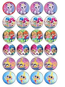 24 x Shimmer And Shine Edible Cupcake Cake Toppers: Amazon.co.uk ...