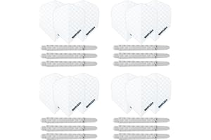 Harrows Darts 4 x Sets of Dimplex Dart Stems and Dimplex Dart Flights - 12 Dart Shafts 12 Darts Flights in Total - Medium & Short, Black & White