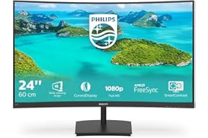 Philips 241E1SCA - 24 inch FHD Curved monitor, 75Hz, 4ms, VA, AMD FreeSync, Speakers, SmartImage (1920 x 1080, 250 cd/m², HDMI/VGA)