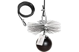 HOLZBRINK 175mm Kaminbesen Schornsteinbesen aus Federstahl + 10m PP-Seil + Zuggewicht inkl. Montagezubehör PROFISET Spezial