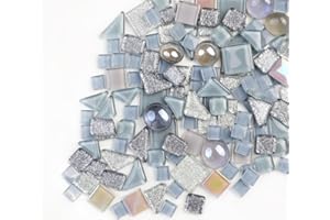 ANKTILY 200g Irregular Crystal Mosaic Glass Tiles for Crafts, Mixed Color Small Mosaic Glass Pieces DIY Hobbies Children for Home Decoration (Grey)