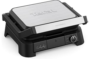Tefal SuperGrill 3-en-1, Gril de contact, Appareil croque-monsieur et gril d'intérieur, Thermostat réglable, 3hauteurs possibles, 2000W, GC510DE0