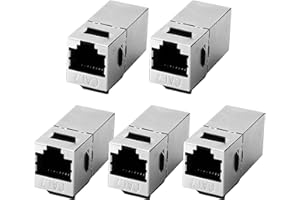 ANBOO Keystone moduł RJ45, 5 sztuk, złącze Cat 7, ekranowane, 10 Gbps, złącze Ethernet do panelu krosowego, gniazdo sieciowe, podtynkowe, kompatybilne z Cat6/Cat5e
