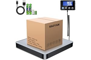 RAOYAN Balance Colis, 200kg/10g Haute Précision Pese Colis Avec Fonction Hold/Tara, Balance D'expédition Acier Inoxydabl Pour Colis, Bagages, Entrepôt, Balance Postale Digitale Avec Écran LCD