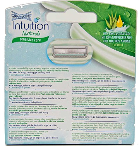 4x Wilkinson Intuition Naturals Sensitiv Care 3 Rasierklingen mit Seife und Aloe - 2