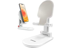 APOKIN® Soporte Mesa para móvil, Soporte Universal de teléfono móvil Multi ángular con Almohadilla de Silicona Antideslizante para iPhone, Huawei, Xiaomi, Samsung (Blanco)