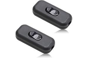 NOVSTUF 2 Interrupteurs Noirs Bascule, Bi-polaire 6A 250V, Commutateur Inline Pratique Sécurisé pour Petit Appareil, Lampe de Bureau et Chevet