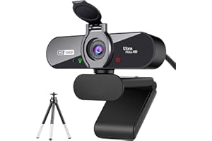 Siottw Webcam, 1080P Pro HD Webcam with Stereo Microphone, 110° Wide Angle, Privacy Cover, Tripod, for Conferencing, Live Streaming, Recording, Compatible with Skype/Zoom/YouTube