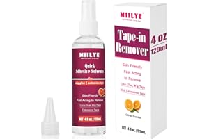 MIILYE Spray removedor de extensiones con cinta adhesiva de 120 ml, removedor de pegamento para pelucas de encaje, elimina rápidamente los residuos de extensiones de cabello de doble cara y pegamento
