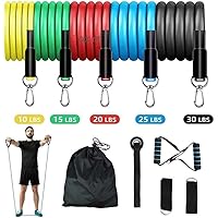 GOCART WITH G LOGO 9 pcs Resistance Band Set - with Door Anchor, Handles, Stackable Up to 80lbs - for Resistance Training, Physical Therapy, Home Workouts