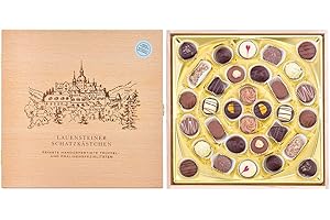 ‎LAUENSTEIN CONFISERIE Lauensteiner Schatzkästchen | 400g Trüffel und Pralinen | 32 Pralinen ohne Alkohol | Geschenk in Buchenholzbox