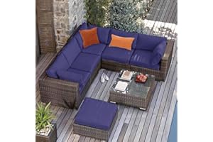 HLTQL Fundas De Cojines De Patio Impermeables Fundas De Cojines De Exterior De Repuesto para Sofá L/Sofá De Esquina, Fundas De Cojines De Ratán De Jardín con Cremallera(A12,65 * 65 * 10CM)