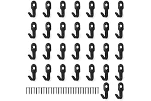 GEBAUM 30 Stück Haken zum Schrauben, 27 mm Edelstahl Wandhaken Schwarz, Kleine Schrauben kleiderhaken Vintage kann in Flur, Schlafzimmer und Wohnzimmer Verwendet Werden