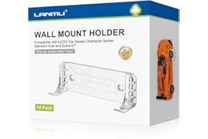 LANMU 12 PCS Collectible Car Wall Mount Compatible with Lego Speed Champion Series Car Standard Size and Solus GT, Clear Wall Display Vertical for Wheels Wide 2.75'' - 3.15'' (7-8cm)
