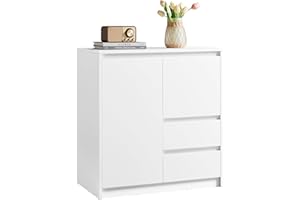 VASAGLE Kailyn Collezione - Credenza, Mobiletto, Armadietto da Cucina, Ripiani Regolabili, 2 Cassetti, 40 x 70 x 74,5 cm, per Soggiorno Cucina Studio, Bianco Nuvola BBK243W01V1