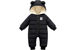 FEOYA Combinaison de Neige Bébé Fille Garçon Manteau à Capuche Hiver Combi Pilote Hiver Bébé Romper Jumpsuit Outwear Bébé 3-24 Mois