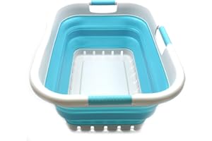 Sammart 41 Litre Panier à linge pliable en plastique 3 poignées – Boîte de rangement pliable et rétractable – Cuve de nettoyage portable – Panier économiseur d'espace
