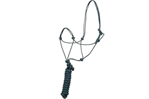 SIE EQUESTRIAN SIE Rope Halter for Horses with 8 ft Lead Rope 4 knot Horse Halters (Hunter Green)