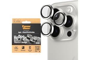 PanzerGlass™ Ti Hoops Kameraobjektivschutz für das Apple iPhone 15 Pro | Pro Max - Schutz mit Stil, stoßfestes Glas, weiß titanium
