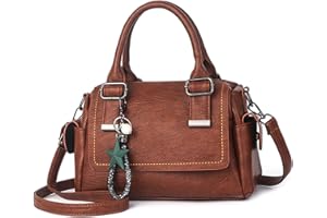 NICOLE & DORIS Sac Bandoulière Femme Cuir Rétro Messenger Crossbody Cartable à Main Poches Multiples Poignée Supérieure Marron