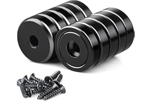 SWIHORAB Magneti al neodimio extra forti, 10 pezzi magneti a disco da 20 mm con capsula, magneti potenti con base magnetica con foro, magneti neri potenti con viti da avvitare