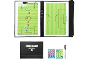 FENGQ Pizarra Futbol Entrenador, Carpeta Táctica Plegable, Entrenador Magnéticas de Fútbol Portátil con Imanes, Rotuladores y Borrador para Entrenadores de fútbol, Amantes del fútbol, Principiantes