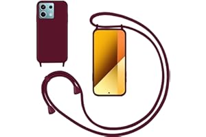 GoodcAcy Handykette Handyhülle für Xiaomi Redmi Note 13 Pro 4G,Smartphone Necklace Hülle mit Band Schutzhülle mit Kette zum umhängen Halskette Flüssig Silikon Case für Xiaomi Poco M6 Pro 4G,Rot