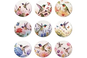 ANATTASOUL 9 Pezzi di Pattern Colibrì e Farfalla Sottobicchieri Legno, Sottobicchieri per Bevande,Coaster per Tavolino del Caffè, Decorazione per Cucina e Sala da Pranzo
