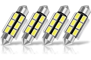 SUMOZO Autobulbs Festoon C5W Led Bulbs 39mm 6000K Xenon White Light 6-SMD 5730 for Car Interior Light Dome License Number Plate Side Door Map Lamps Pack of 4 (39mm)